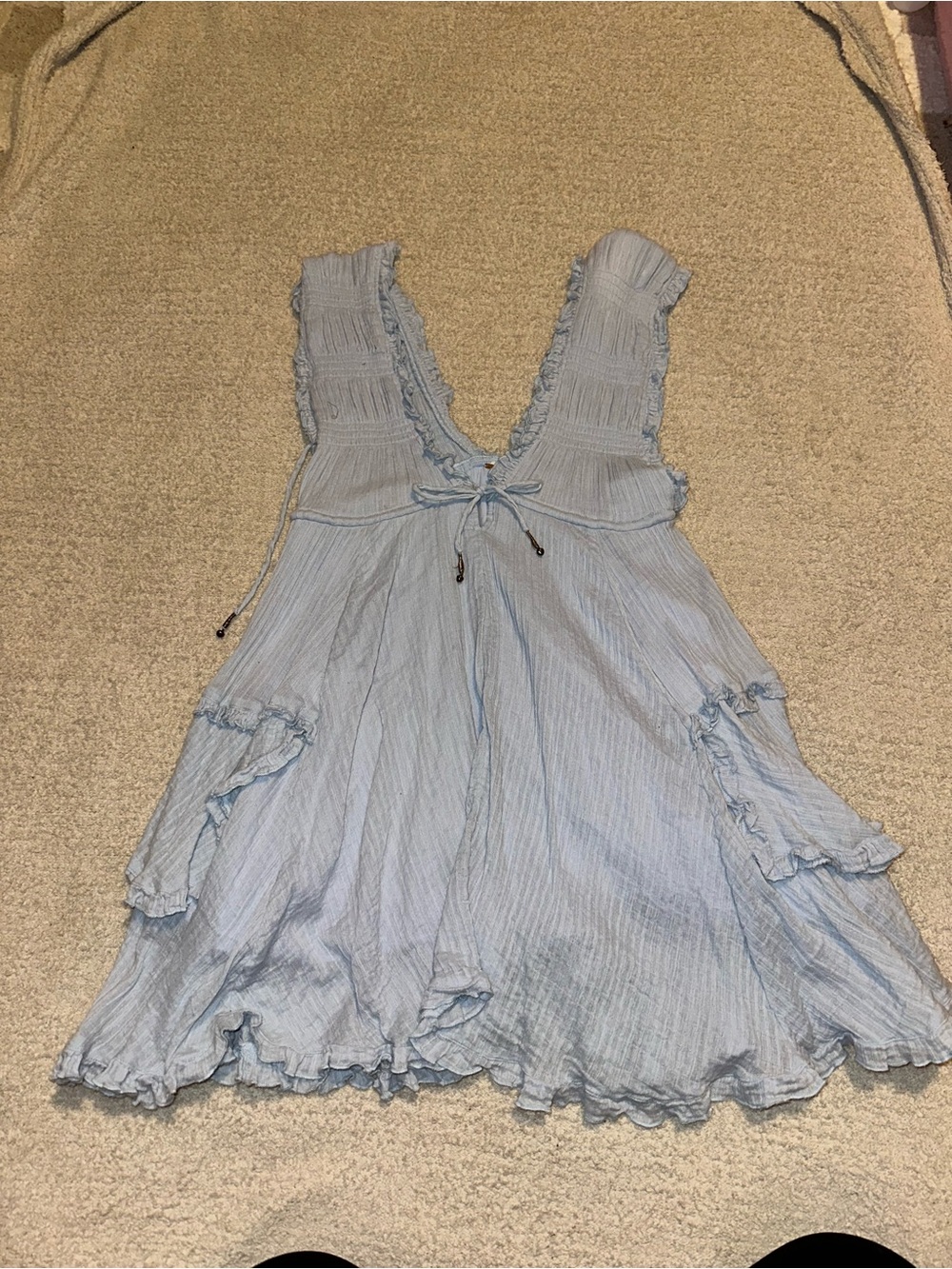 Free People Light Blue Ruffle-Trim Sundress